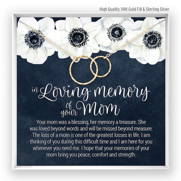 Cadeau de la perte d'une mère, cadeau de deuil, cadeau de sympathie, collier en souvenir de maman, cadeau commémoratif pour une mère, souvenir de deuil, cercles de l'éternité