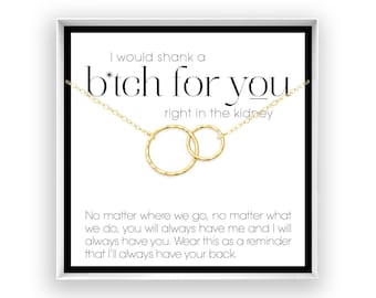 Funny Gift for Friend, Sister, Best Friend, Woman Necklace, I’d Shank a B for You, Funny Birthday Gift, 14kt gold filled silver rose BW