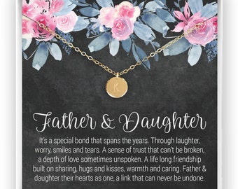 Personalized Father and Daughter Necklace, Daughter Gift, Mother's Day Gift, Gift from Dad, Initial Necklace, 14kt Gold Filled, Rose, Silver