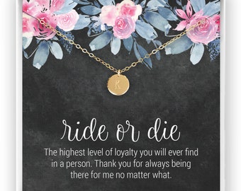 Ride or Die Gift, Matching Friendship Necklaces, Ride or Die Necklace, Bachelorette Party Necklaces, 14kt Gold Filled, Rose, Sterling silver