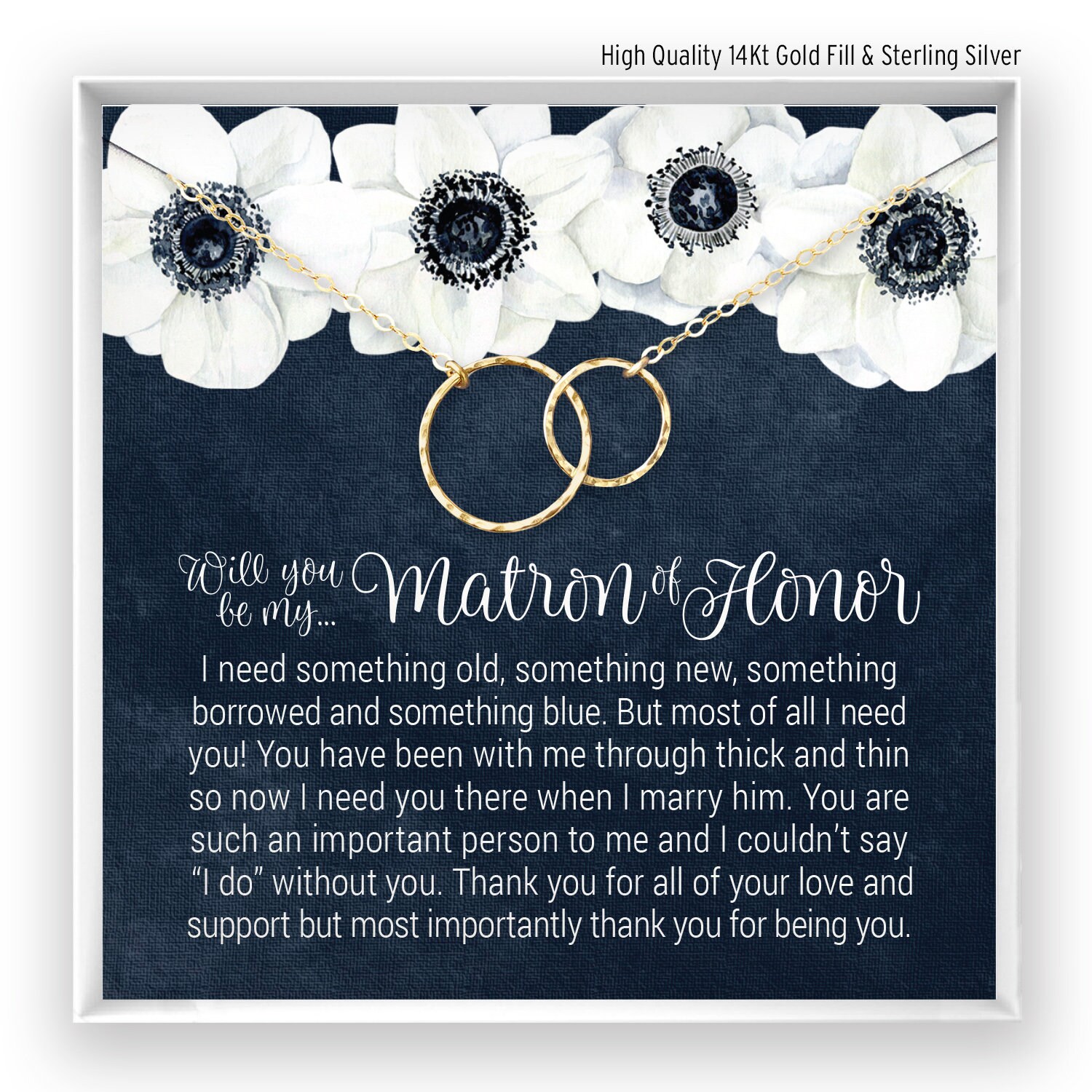 Matron of Honor Necklace Gift, Matron of Honor Proposal, Wedding Day …
