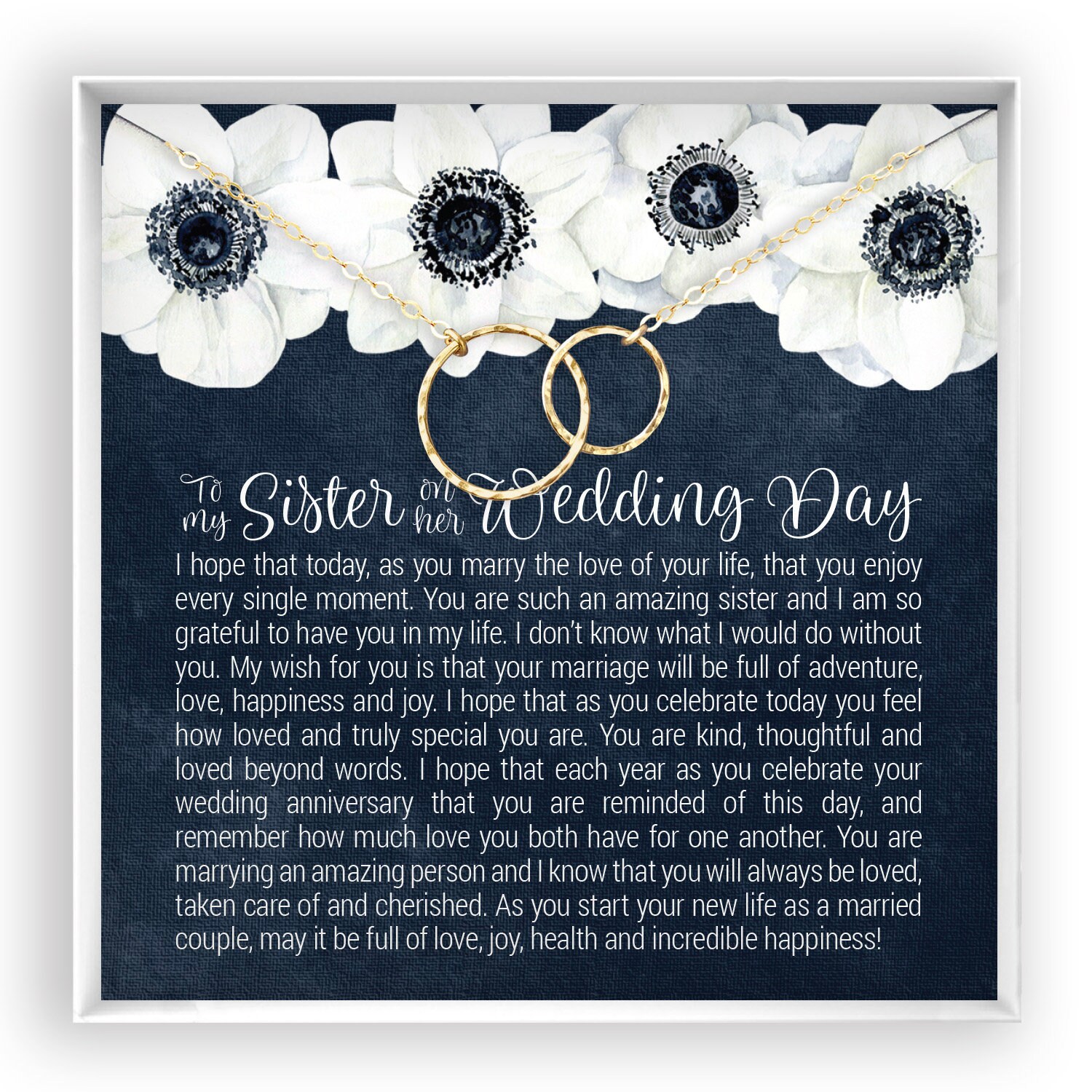 Sister Wedding Day Gift, To Bride from Sister Necklace, Sister to Bri…