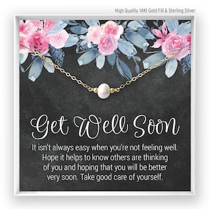 Get Well Gift, Illness Jewelry, Sickness, Cheer Up Gift, Recovery, Surgery Gift, Feel Better, Pearl Necklace, 14kt Gold Fill Rose, Silver BF