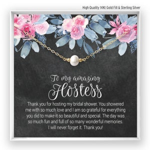 Hostess Gift, Bridal Shower Hostess Gift, Hostess Pearl Necklace, Hostess Thank You, Hostess Jewelry, Wedding, 14kt Gold Fill Rose Silver BF