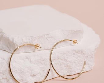 Stud Hoop, Post Hoops, Modern Hoops, Hoops with Stud, Stud Hoop Earrings, Basic Hoop Earrings, in 14kt Gold Filled or Sterling Silver