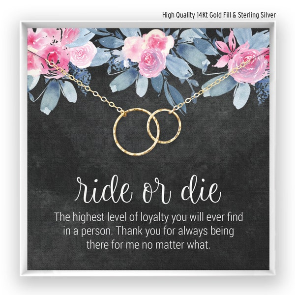 Ride or Die Gift, Matching Friendship Necklaces, Ride or Die Necklace, Bachelorette Party Necklaces, in 14kt Gold Filled, Rose, Silver