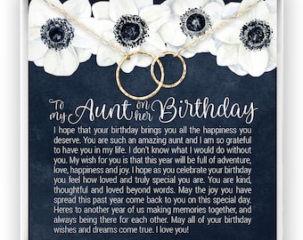 Aunt Birthday Gift, Aunt Birthday Jewelry, Aunt Necklace or Bracelet, Happy Birthday Aunt, Message Card Quote, 14kt Gold Filled, Rose Silver