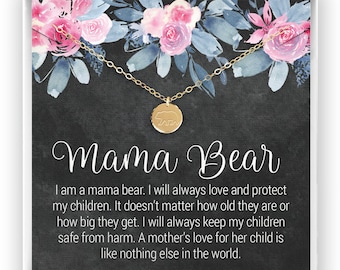 Mama Bear Necklace, Initial Necklace, Mothers Gift, Personalized Jewelry, Mama Bear Gift, Mothers Day Gift, 14kt Gold Filled, Rose ,Silver