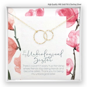 Collier soeur non biologique, cadeau meilleure amie, cadeau d'anniversaire d'un ami, Saint-Valentin, amie soeur, bracelet, en or 14 carats, rose