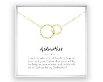Godmother Gift, Will you be my Godmother, Godmother Proposal, Godmother Necklace, Message Card Poem Quote, 14kt Gold Fill, Rose, Silver W S