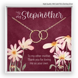 Stepmother Necklace, Stepmom Jewelry, Birthday Gift Idea, Adoption Gift, 2 Linked Circles, in 14kt Gold Filled, Rose Gold, Sterling Silver image 1