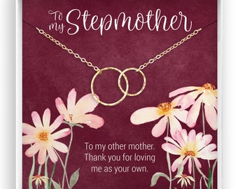 Stepmother Necklace, Stepmom Jewelry, Birthday Gift Idea, Adoption Gift, 2 Linked Circles, in 14kt Gold Filled, Rose Gold, Sterling Silver