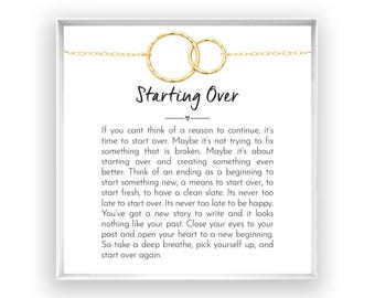 Starting Over Gift, Inspirational Gift of Encouragement,  Divorce, New Job, Break up, Moving, Fresh Start, 14K Gold Filled, Rose, Silver W