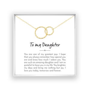 Collar para hija, regalo para hija, joyería para madre e hija, regalo de cumpleaños para Navidad, regalo significativo, oro laminado de 14 quilates, plata rosa.