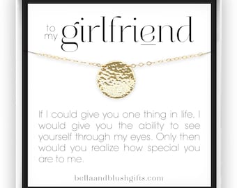 Girlfriend Necklace, Girlfriend Gift, Anniversary Gift for Girlfriend, Gift for Girlfriend, Birthday Gift, in 14kt Gold Filled, Silver, Rose