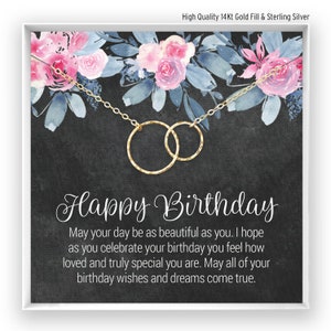 Collier cadeau d'anniversaire, cadeau d'anniversaire pour un ami, anniversaire de soeur, cadeau d'anniversaire de maman, bijoux d'anniversaire pour elle, or 14 carats, rose, argent