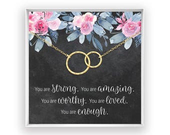 Affirmation Necklace, You are Enough, Inspirational Gift, Encouragement Necklace, You are Loved, You are Strong, Gold Fill, Rose, Silver BF