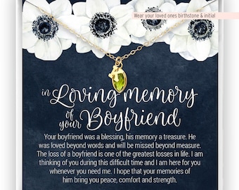 Loss of Boyfriend Gift, Grief Gift, Boyfriend Remembrance Necklace, Sympathy Gift, Boyfriend Memorial Gift, Keepsake Gift, Bereavement