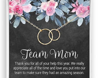 Team Mom Gift, Thank you Gift, Necklace for Team Mom, Appreciation Gift, Team Mom Jewelry, End of Season Gift, 14kt Gold Filled, Rose Silver