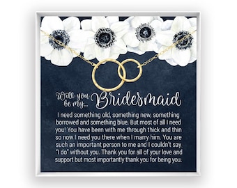 Bridesmaid Necklace Gift Box, Will You Be My Bridesmaid, Bridesmaid Proposal, Bridal Party Gifts,  14kt Gold Filled, Rose, Silver NFL