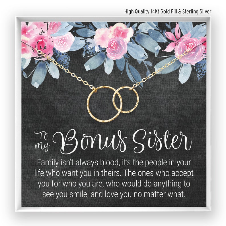 Bonus Sister Gift, Sister in Law Gift, Sister of The Groom, Wedding, Thank You, Bridesmaid, Bridal Shower, in 14kt Gold Filled, Rose, Silver 