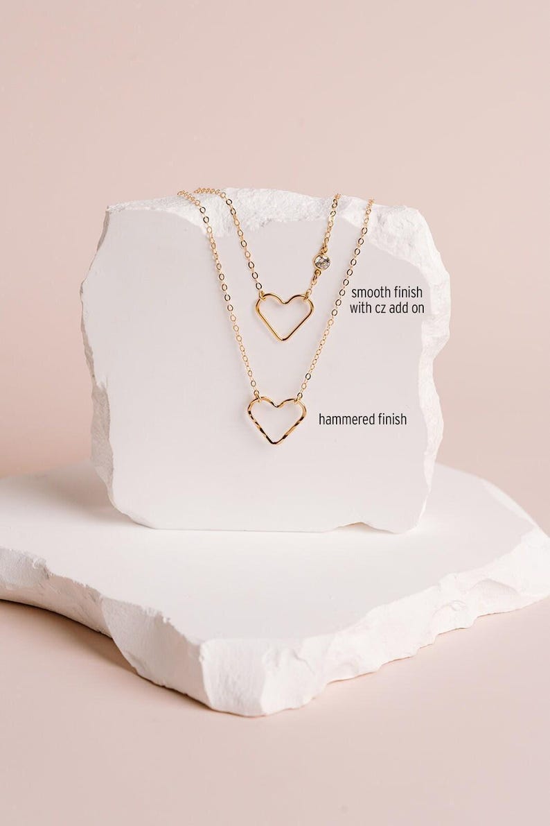 18th Birthday Gift for Girls, Open Heart Necklace, Gift for 18 Year Old Girl, Heart Bracelet, 18 Birthday Jewelry, Gold Fill Rose Silver BW image 7