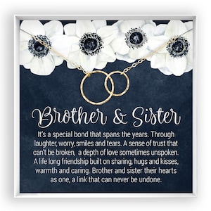 Brother and Sister Necklace, Sibling Gift, Gift for Sister, Mother&#39;s Day Gift from Brother, Birthday Gift, 14kt Gold Fill, Rose Silver NF