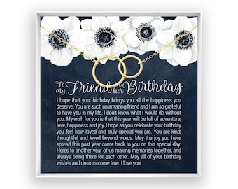 Friend Birthday Gift, Friend Birthday Jewelry, Friend Necklace or Bracelet, Happy Birthday Friend, in 14kt Gold Filled, Rose Gold, Silver NF