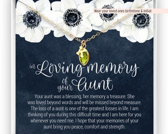 Loss of Aunt Gift, Grief Gift, Sympathy Gift, Aunt Remembrance Necklace, Aunt Memorial Gift, Bereavement Keepsake, Sorry for Your Loss Gift