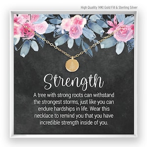 Strength Necklace, Tree Necklace, Healing Jewelry, Motivational Gift, Inspirational Gift, Encouragement Gift, Gold Fill, Rose, Silver BF