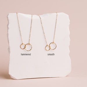 Entwined Circles Necklace, Dainty Linked Infinity Rings, Interlocking Eternity Circles, Sister Gift, in 14kt Gold Filled ,Rose Gold, Silver image 8