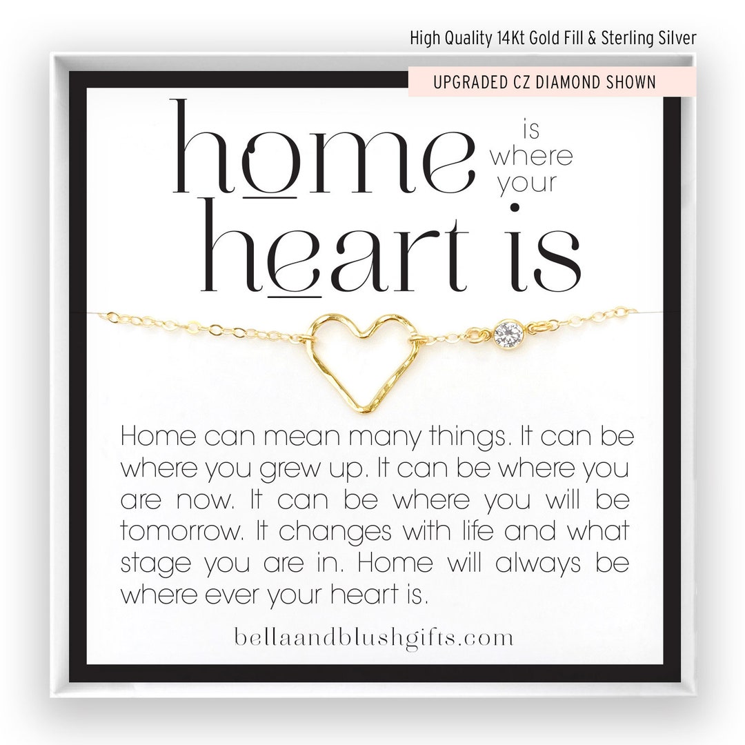 Home is Where the Heart is Gift, Open Heart Necklace, Moving Gift, Long