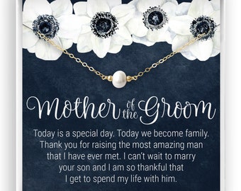 Mother of the Groom Necklace, Pearl Necklace, Gift from Bride, Gift for Mother in Law, MIL Gift, Gift from Husbands Wife, Wedding Jewelry