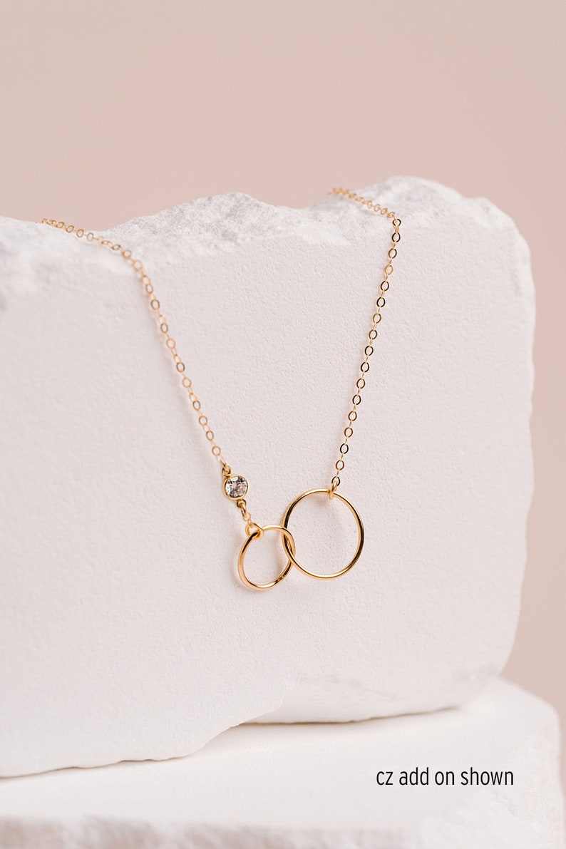 Graduation Gift For Her, Graduation Gift Necklace, Graduate Gift for Girls, 2 Interlocking Circles, in 14kt Gold Filled, Rose Gold, Silver image 9