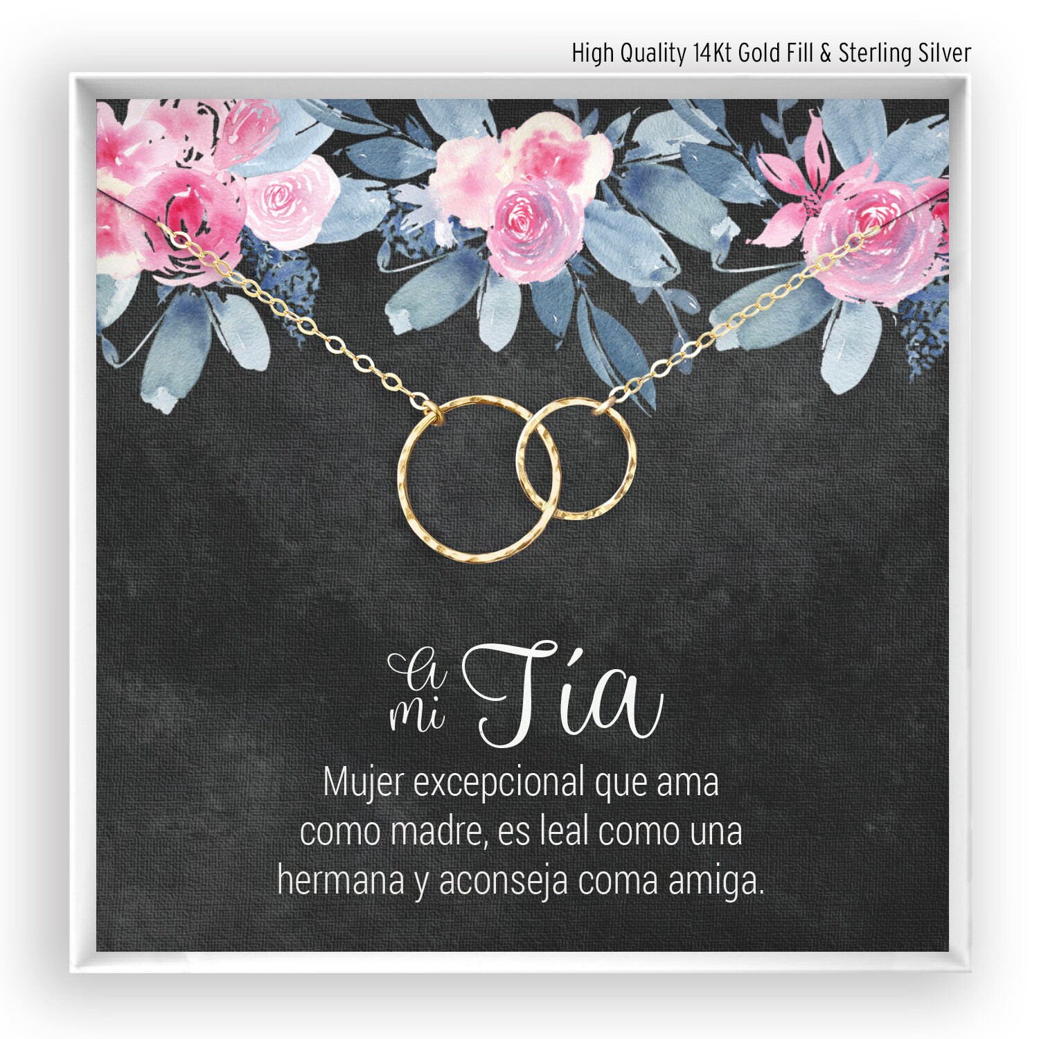 Tia Gift, Collar Para Tia, Joyería Para Tía, Regalo Para Tia, Presente Para La Tia, Regalo De Cumpleaños, in 14kt Gold Filled, Rose, Silver