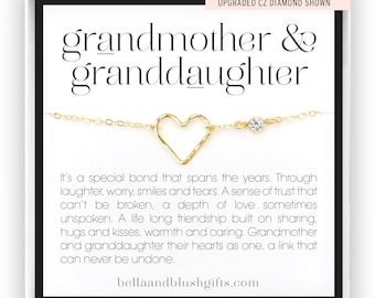 Grandma & Granddaughter Necklace, Grandmother Gift, Heart Necklace, Grandchild Gift, Christmas Gift, Birthday Gift, 14kt Gold Fill or Silver