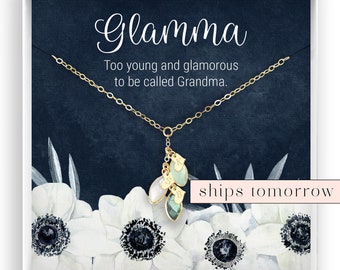 Birthstone Charm Necklace for Grandma, Gifts for Grandma, Grandmother Gift, Grandmother Necklace, Gift from Grandchildren, Grandkid Initials