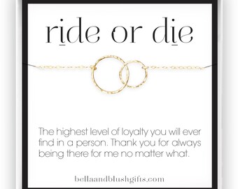 Ride or Die Gift, Matching Friendship Necklaces, Ride or Die Necklace, Bachelorette Party Necklaces, in 14kt Gold Filled, Rose, Silver