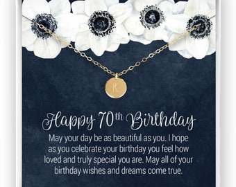 Personalized 70th Birthday Gift for Women, 70 Birthday Necklace, Milestone Birthday Gift, Custom Jewelry Gift, 14kt Gold Filled Rose Silver