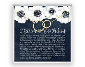 Sister Birthday Gift, Sister Birthday Jewelry, Sister Necklace Gift, Thoughtful Gift, Message Card Quote, 14kt Gold Fill, Rose, Silver NF SB