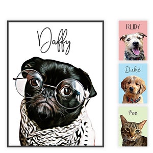 Pet Portrait Custom and Personalized Pet Dog Cat Watercolor Wall Art Digital Download to Print on Poster or Canvas for Gift Christmas Gift