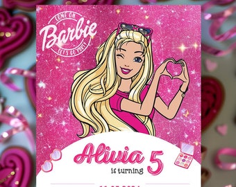 Invitación editable a la fiesta de la muñeca de moda, invitación a la fiesta de la niña Barbie, invitación de cumpleaños de las niñas invitación de cumpleaños de la muñeca invitación de cumpleaños de Barbie rosa