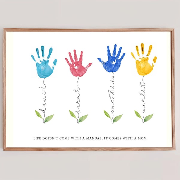 Personalized Mothers Day Handprint Print, Mum Gift, Baby Keepsake Hand Print, Nanny Craft Gift, Kids Gift for Mommy, DIY Mum's Birthday