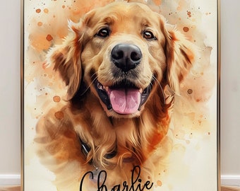 Watercolor Pet Portrait From Photo Personalized Gift For Her/Women Girlfriend Gift Dog Portrait Pet Memorial Dog Mom Christmas Gift Handmade