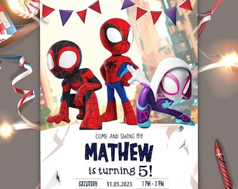 Editable Spidey And This Amazing Friends Birthday Invitation Spidey Invitation Spiderman Party Spidey And Friends Boy Invite Instant Digital