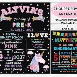 First Day of Pre-K Sign INSTANT DOWNLOAD PRINTABLE First Day of School Sign Chalkboard Poster Pre K 2023 Girl Preschool Back to School Sign