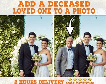 Fügen Sie eine Person zu einem Foto hinzu, einen verstorbenen geliebten Menschen zu einer Hochzeit, kombinieren Sie verschiedene Bilder, fügen Sie Personen im Bild zusammen, ein Erinnerungsgeschenk, eine Photoshop-Familie