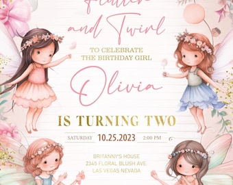 Editable Fairy Birthday Invitation Fairy Party Invite Birthday Theme Magical Birthday Princess Birthday Printable Template Instant Download
