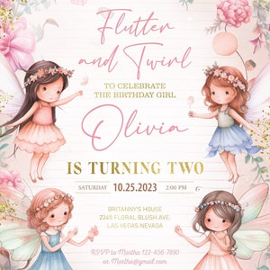 Editable Fairy Birthday Invitation Fairy Party Invite Birthday Theme Magical Birthday Princess Birthday Printable Template Instant Download