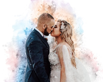 Personalized Gifts, Painting From Photo, Custom wedding portrait From Photo Custom Couple Portrait Watercolor gift for her